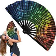 [Generic] Hand Held Fans Foldable, Large 13 Inch Folding Hand Popping Fans, Kung Fu Craft, Dancing Supplies, Handheld Cooler, Home Decoration For Stage Performance