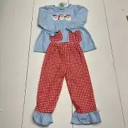 Somi Boutique Blue / Red Plaid Santa Christmas Pj Set Toddler Size 3T NEW
