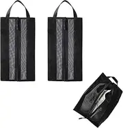 [ZMD] 2 Pack Travel Shoe Bags, Nylon Mesh Shoe Packing Organizer Translucent Design Protable Dustproof Shoe Pouch with Sturdy Zipper for Men/Women Travel/Home Storage, Black, Travel