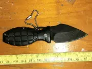 Mini Grenade Folding Stainless steel pocket knife Key Chain Self Defence. Black