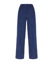 Pleated zipper denim pants 40 Blue