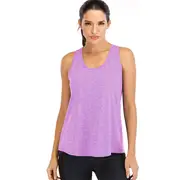 Nevenka Workout Tops For Women Loose Fit Mesh Backless Quick-drying Vest-Light Purple-202088