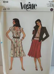 Vogue Sewing Pattern 8058 Misses Jacket Blouse Skirt Size 10