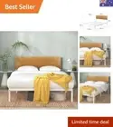 Double Bed Frame, Figari Bamboo and Metal White Bed Frame, Adjustable Headboa...