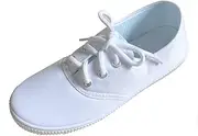 [Xsclpomddy] Kids Lace up Sneakers Athletic Running Tennis Sport Shoes Light Weight Slip on White