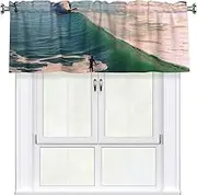 LHBWCVN Beach Surf Valances for Windows, Rod Pocket Window Treatment Drapes Farmhouse Kitchen Curtains Short Blackout Window Curtains for Living Room Bedroom Decor 54x18 Inch