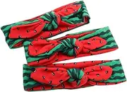 [Healeved] 3Pcs Girl Headbands with Double Sided Watermelon Design Stretchy Hairbands for Playful Bow and Bunny Ears Accessories for Summer Daily Wear and Parties