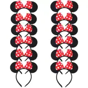 12 Pcs Minnie Mouse Ear Hair Bows Red Pink Polka Dot Headbands for Girls