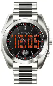 NEW ED HARDY SITG ANALOG DIGITAL STEEL WATCH LED BLACK TIGER TATTOO