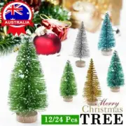 12/24 Pcs Mini Christmas Tree Ornamen Small Snow Frost Tree Decor Desktop CraFT