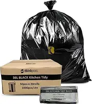 36L Bin Liners - 10um - 1,000 Bags (Office/Kitchen Tidy Liners) (660mm x 580mm), Home, Schools, Commercial, Hotel, Pantry, General Use, Disposable Trash, Garbage, Rubbish Bags