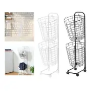 Laundry Cart Rolling with Wheels Storage Shelves for Farmhouse Home Kitchen