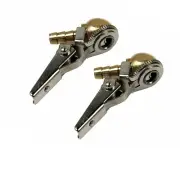2x Ball Tire Air Chuck with Valve Stem Lock On Clip Tyre Inflator Brass Fitting