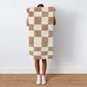 Checked Tufted Bath Mat Brown/White