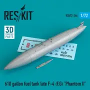 1/72 Reskit RSU72-0244 610 gallon fuel tank late F-4 (F,G) "Phantom II" (3D Prin