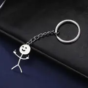 Fishhook Funny Fuxk You Middle Finger Stickman Keychain School Bag Car Key Ring Trinket Gift Man Woman Stainless Steel Jewelry Keychain -1 Gold