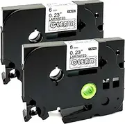 NEOUZA 2Pk Compatible for Brother P-Touch Laminated Tze Tz Label Tape Cartridge 6Mm X 8M (Tze-115 White On Clear)