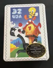 USPS Looney Tunes Stationery & Note Cards Reusable Metal Box Tweety & Sylvester