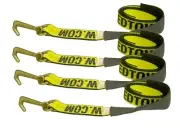 J Hook Lasso Strap 2" x 8' Sliding Sleeve Grade 70 Tie Down (4 Pack) USA Made