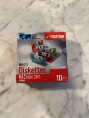 Imation Neon Diskettes 1.40 MB Mac Formatted 2HD Floppy Disks 10 Pack Colorful