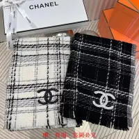 在飛比找Yahoo!奇摩拍賣優惠-真品二手-CHANEL 香奈兒 蘇格蘭綿羊毛圍巾 經典雙C刺