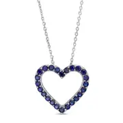 Blue Lab-Created Sapphire Adjustable Heart Pendant in Sterling Silver