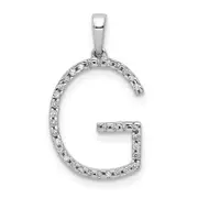 14K White Gold Real Diamond Letter G Initial Pendant