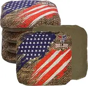 Bulljive Regulation Cornhole Bean Bags - Weather Resistant Slick & Stick Dual Sided for Competition and Tournament Matches - Set of 4