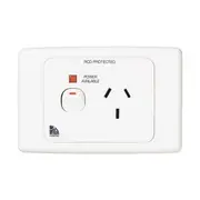 Clipsal ML2015WE ML2000 Series 1 Power Point Pole 3 Pin General Purpose Outlet Socket Switch With Neon and RCD Label Power Point White