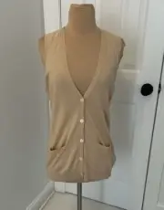 J. Mclaughlin Estes V Neck Sweater Vest Cardigan Tan size M NWT