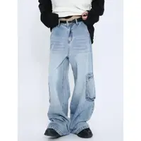 在飛比找ETMall東森購物網優惠-Voguo Relay拉鏈直筒藍色牛仔褲