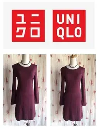 在飛比找Yahoo!奇摩拍賣優惠-飄舞衣世界《UNIQLO》100%美麗諾羊毛衣連身裙針織洋裝