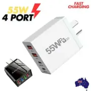 55W 4 Port USB-C PD Type-C Fast Charging Wall Plug USB C Charger Power Adapter
