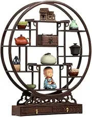 Duobao Pavilion Ornaments Tea Set Leaf Purple Sand teapot Teacup Exhibition Chicken Wing Wood Small Antique Shelf Solid Wood Storage Rack,70x82cm