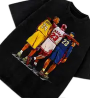 Kobe Br.yant Michael Jord.an Lebron James Basketball GOAT Tribute Graphic BLACK T-Shirt N.B.A Funny Vintage Gift -Mbe05 Pure cotton high quality S