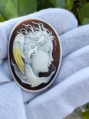 Artistic Shell Cameo with mother of pearl diamond signed Ciro Vitiello
