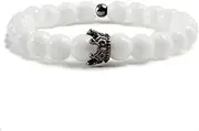 [QJZM] His And Her Crown Bracelet Volcanic Lava Stone Hematite Turquoises White Porcelain Matte Copper beads Black Bracelet Men-white porcelain