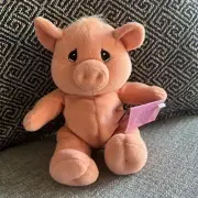 Collectible Precious Moments Tender Tails Peach Pink Plush Pig Enesco 1998 7 in