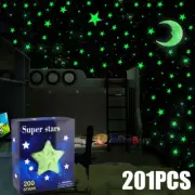 201pc Moon Star Stickers Glow In The Dark for Baby Kids Child Bedroom Decor Xmas