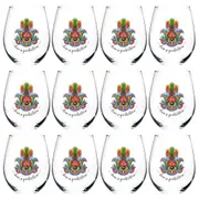 12PK Tallulah Wellness Stemless Wine Glass Tumbler Drinkware Hamsa Clear