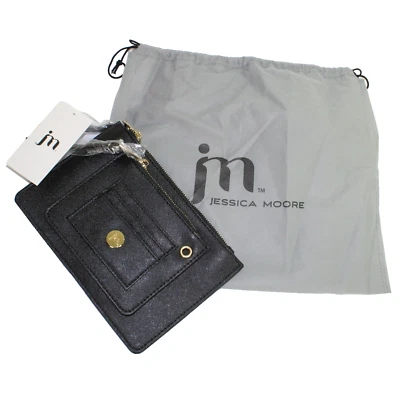 Jessica Moore Lush Clutch Wallet Black 6" x 9" Zip Pouch