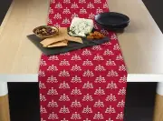 Christmas Trees Scroll Red Table Runners - 12"x72" or 14"x108"