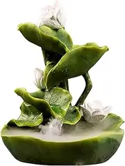 Waterfall Fountain Lotus Leaf Shape Fountain, Tabletop Fountain with Atomization Humidification, Soothing Sound Relaxation Water Fountains Flowing Water Ornaments