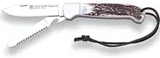 Joker Multipurpose Pocket Knife Canguro III NC136, MOVA Stainless Steel Blade 8 cm + Blade with Saw, stag Horn Handle, Fishing Tool, Hiking, Camping and Hiking