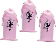[TINEASUR] 3pcs Dance Shoe Storage Bag Ballet Shoes for Cute Ballet Bag Drawstring Dancing Shoes Bag Ballet Dance Shoe Bag Ballet Shoes Bag for Women Ballet Dance Shoes Bag Satin Pink