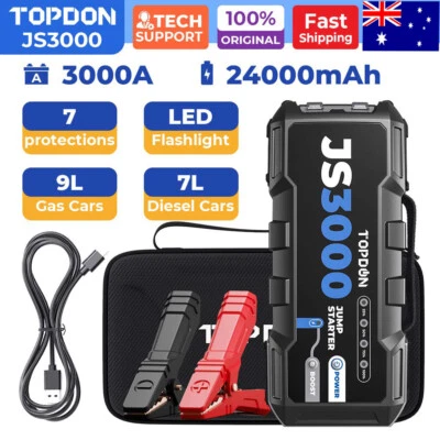 TOPDON 3000 Peak Amp 12 Volt Jump Starter JS3000 Battery Booster Jumper Pack