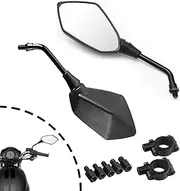 SPAUTO Motorcycle Mirrors Rear View Side Mirror 8mm 10mm Bolt Handle Bar Mount Clamp Compatible with Scooter Dirt Quad Bike ATV's Polaris Yamaha ​Honda Suzuki Kawasaki