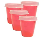 New Tupperware 2oz Midgets Set of 4 Red Sheer with Frosted Clear Lids