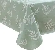 LIBERECOO Vinyl Tablecloth with Flannel Backing, Mint Leaves 60 x 84 Inch Rectangluar Tablecloths Stain-Resistant Waterproof Plastic Table Cover for Indoor/Outdoor