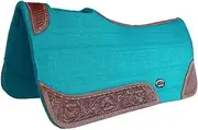 CHALLENGER Horse 32" x 30" Western Contoured Wool Felt Therapeutic Saddle Pad Teal 39147TL